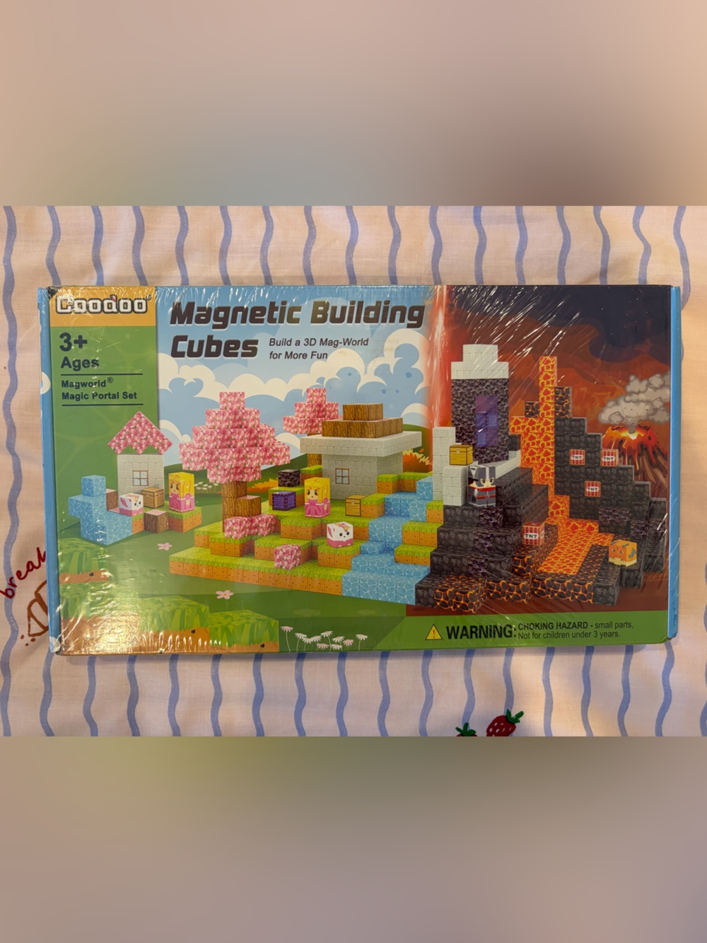 Coodoo Minecraft Inspired Magnetic Building Cubes Kids Toy Set 🌳🟫🟩🌸🟪⬜️